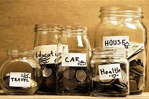 Jars of money saved