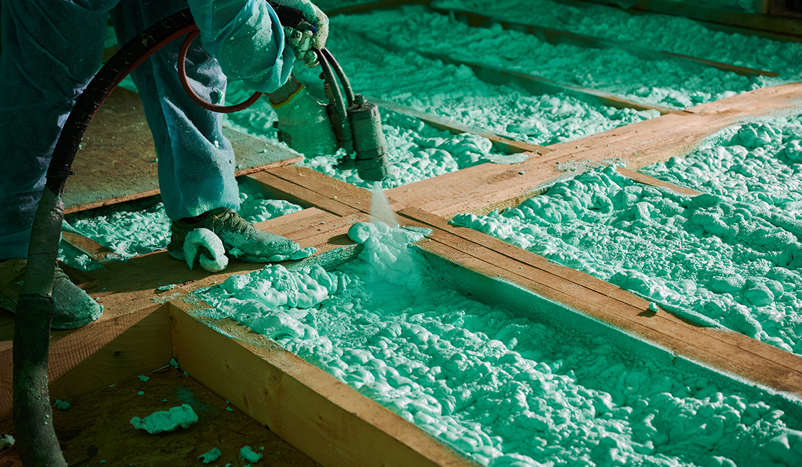 Fill the cracks and for air-tight coverage with pour-in-place foam